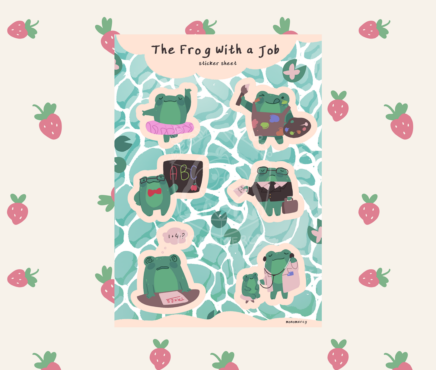 Frog with A Job sticker sheet