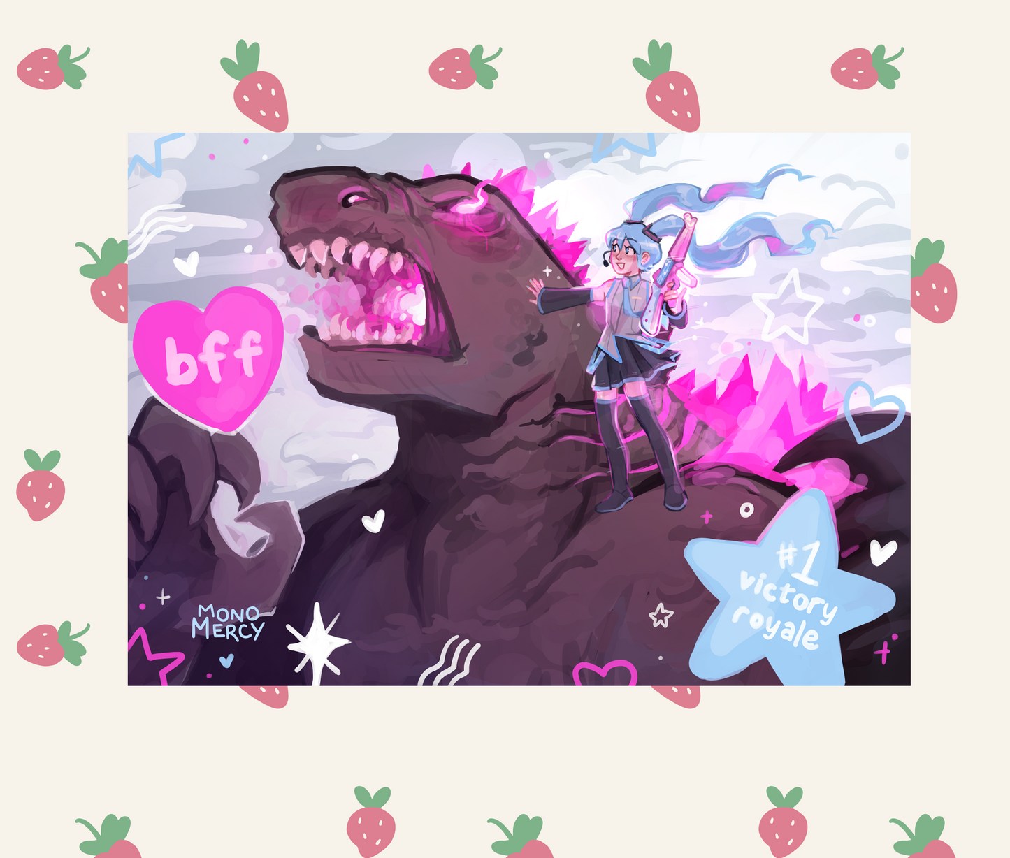 Godzilla Miku BFF A5 Print