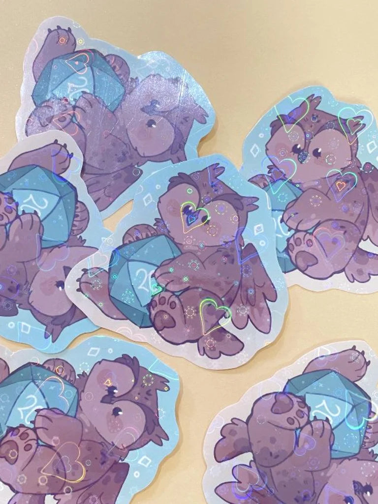 Sitting Dice Owlbear Holo Vinyl Sticker