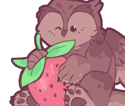 Sitting Strawberry Owlbear Vinyl Sticker