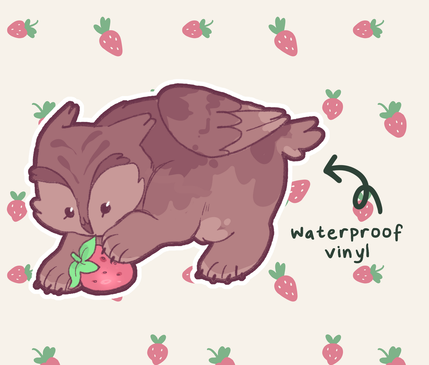 Standing Strawberry Owlbear Vinyl Sticker