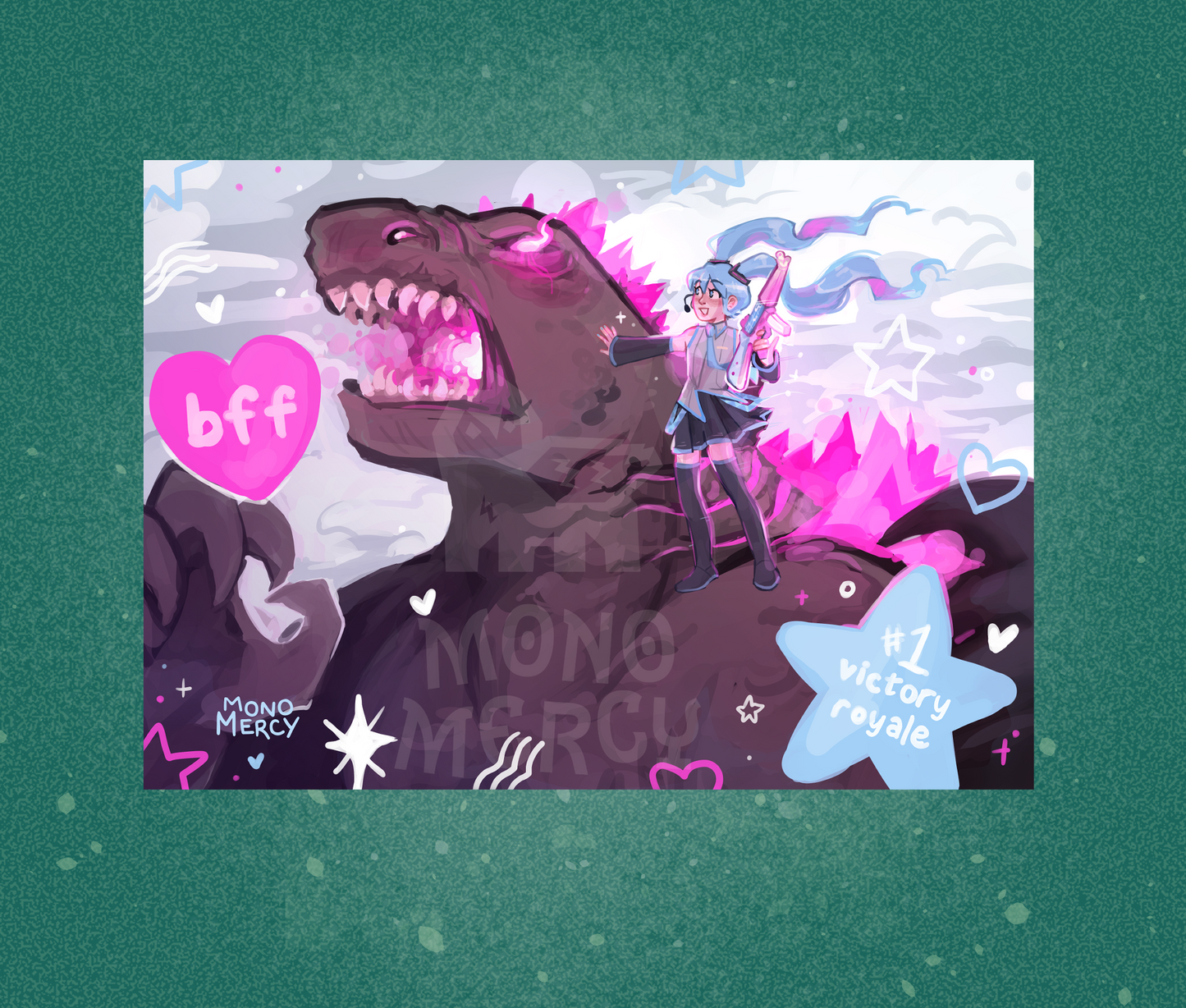 Godzilla Miku BFF Print