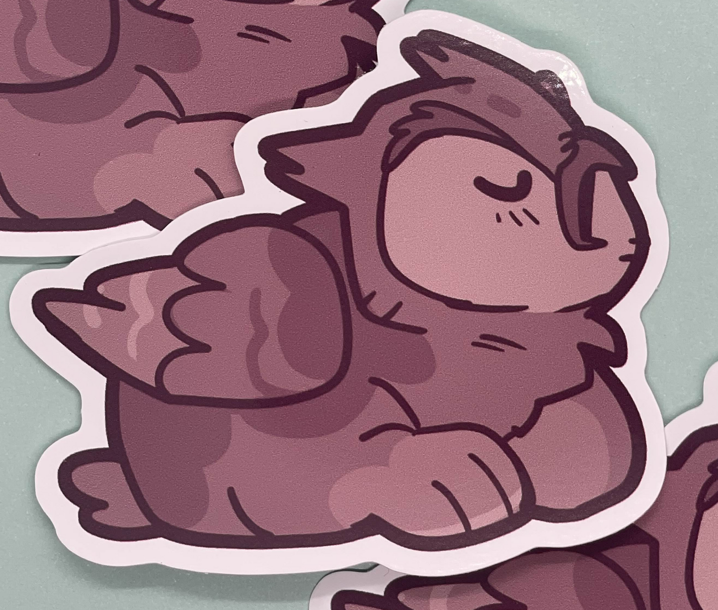 Owl Bear Laying Vinyl Sticker